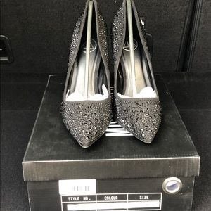 Missguided Black All Over Diamanté Court Shoes